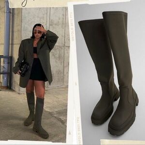 Zara Dark Green Knee-High Boots